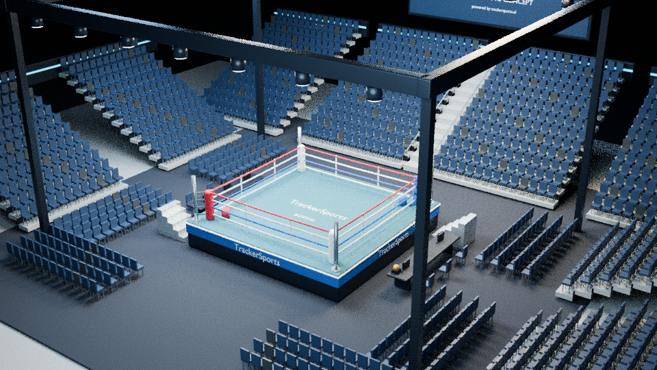 RINGSIDE · BOXING CONCEPT, simplified solid 3D rendered concept